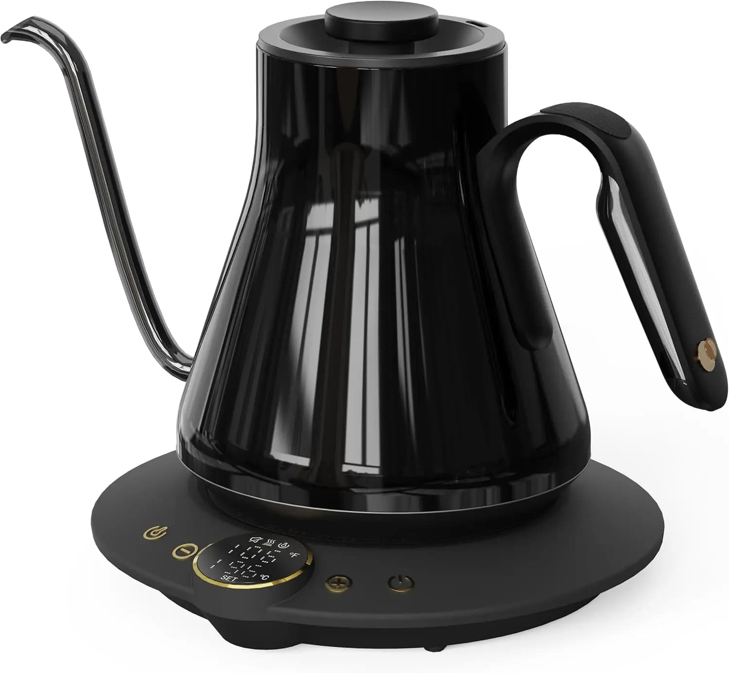 Gooseneck Electric Kettle, ±1°F Precise Temperature Control, 1500W Fast Heating, Pour Over Coffee & Tea Kettle with Brew Timer &