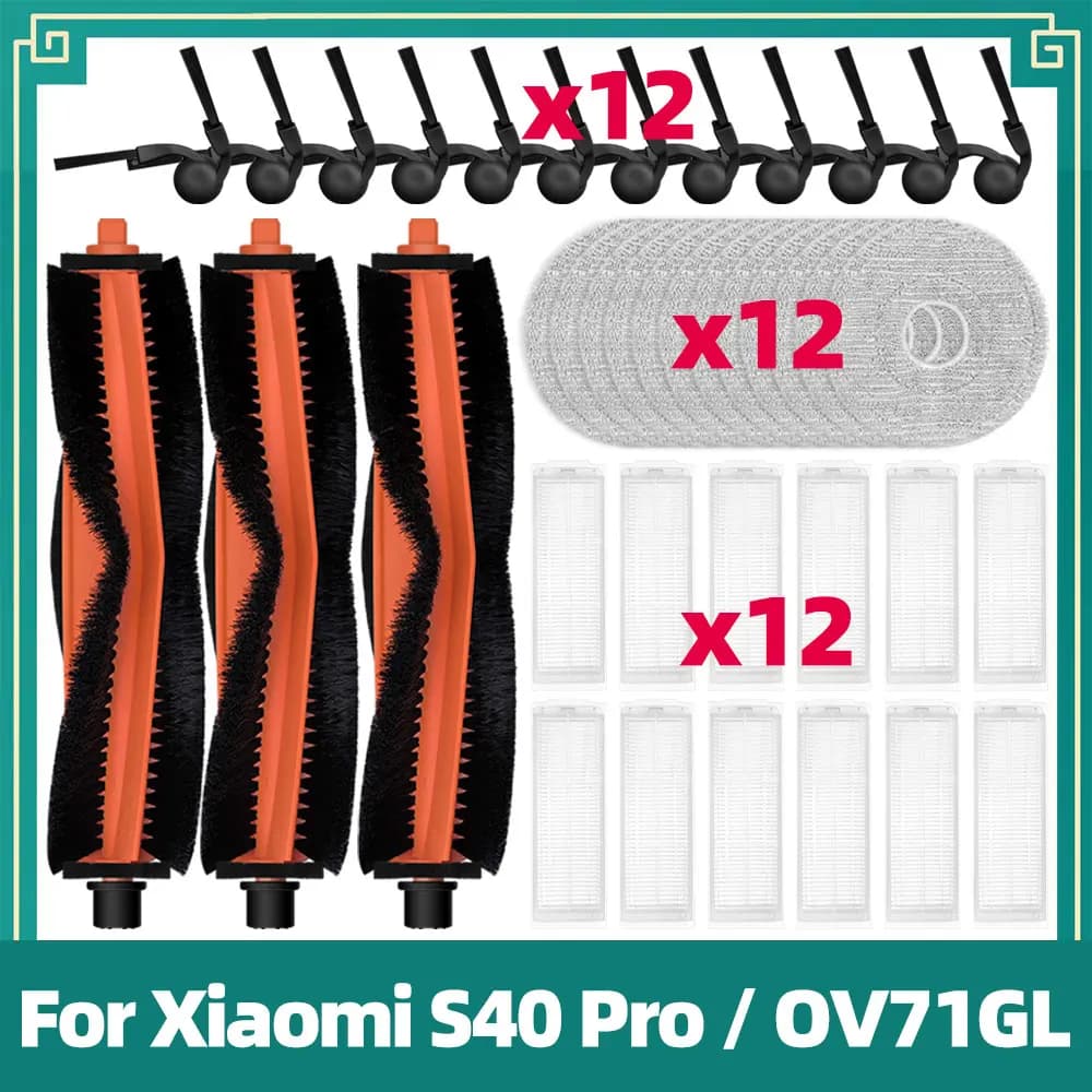 Compatibile con robot aspirapolvere Xiaomi S40 Pro / OV71GL Parti di ricambio Spazzola principale e laterale Filtro HEPA Panno per mocio Accessori