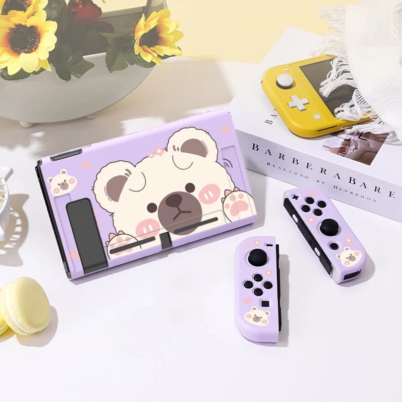 Custodia protettiva Big Head Bear per Switch Oled, Cover morbida in TPU sottile per Console Nintendo Switch, accessori per giochi NS