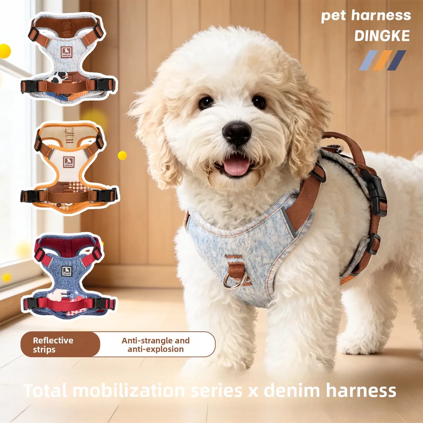 Denim Classic Dog Chest and Back Anti-explosion Rush Explosion Rush Anti-tear Training Chest Strap Traction Rope