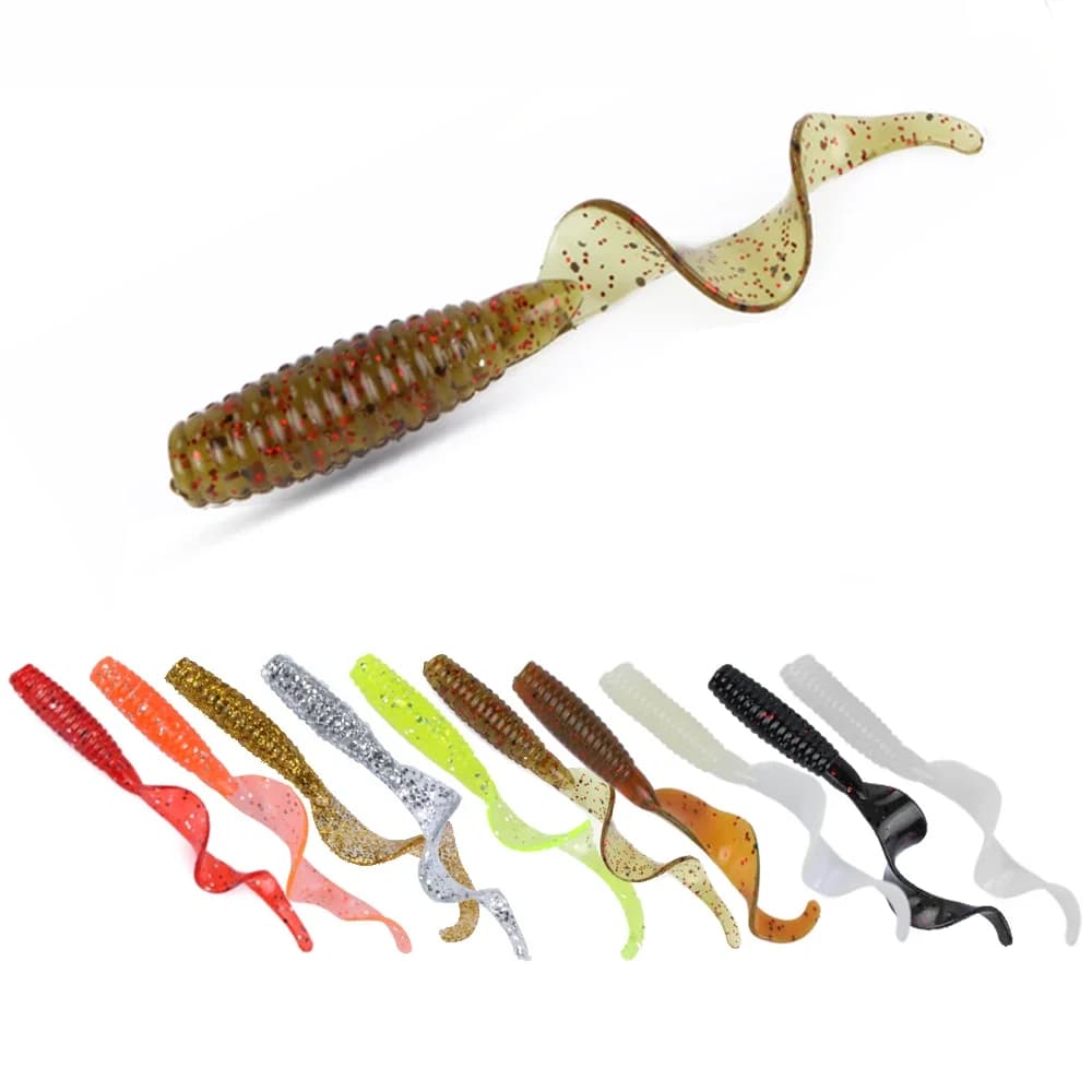 Goture 10 pz 6 cm 2g Morbido Silicone Grub Wobbler Esche Realistico Verme Esca Set per Spigola Trota Carpa Pesca d'acqua dolce 10 Colori