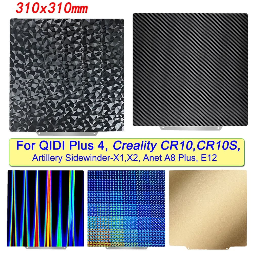 PEI 310x310mm sheet for QIDI Plus 4, Creality CR10/CR10S Artillery Sidewinder X2/X1, Anet A8 Plus E12 Construction plate Printer bed 3D