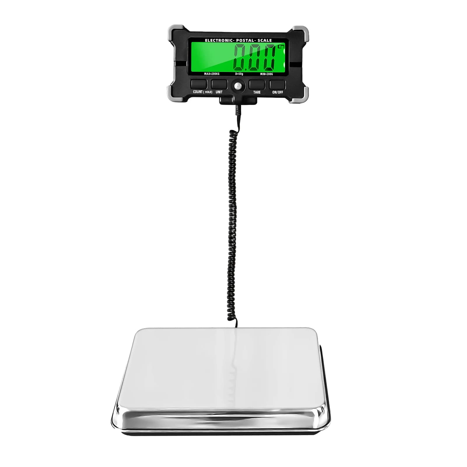 PS21 Bilancia digitale 200KG 120KG Bilancia postale elettronica Bilancia da pavimento in acciaio inossidabile Display LCD retroilluminato Bilancia di spedizione portatile