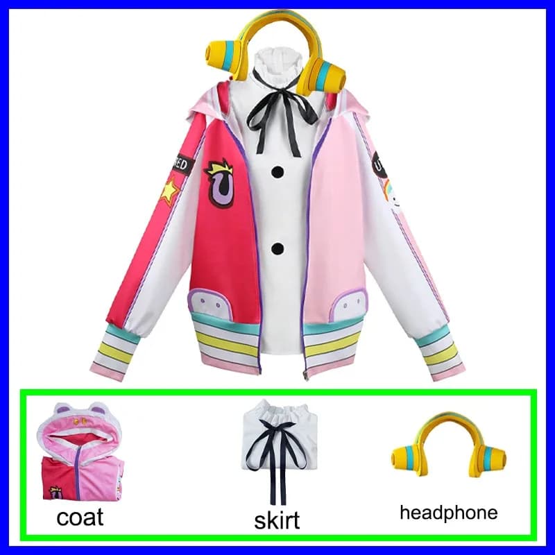 Anime Cosplay Costume Film Red Uta Clothes Kid Adults Wig Wing Uniform Coat Earphone Carnival Party Christmas Full Setc;6,r'8;p'