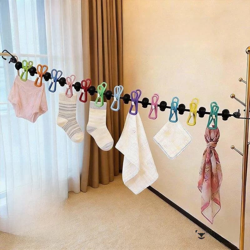 Travel Portable Clothesline Elastic Band with Clip Hanger for Hanging Clothes Laundry Drying Rope Outdoor Camping Gear
