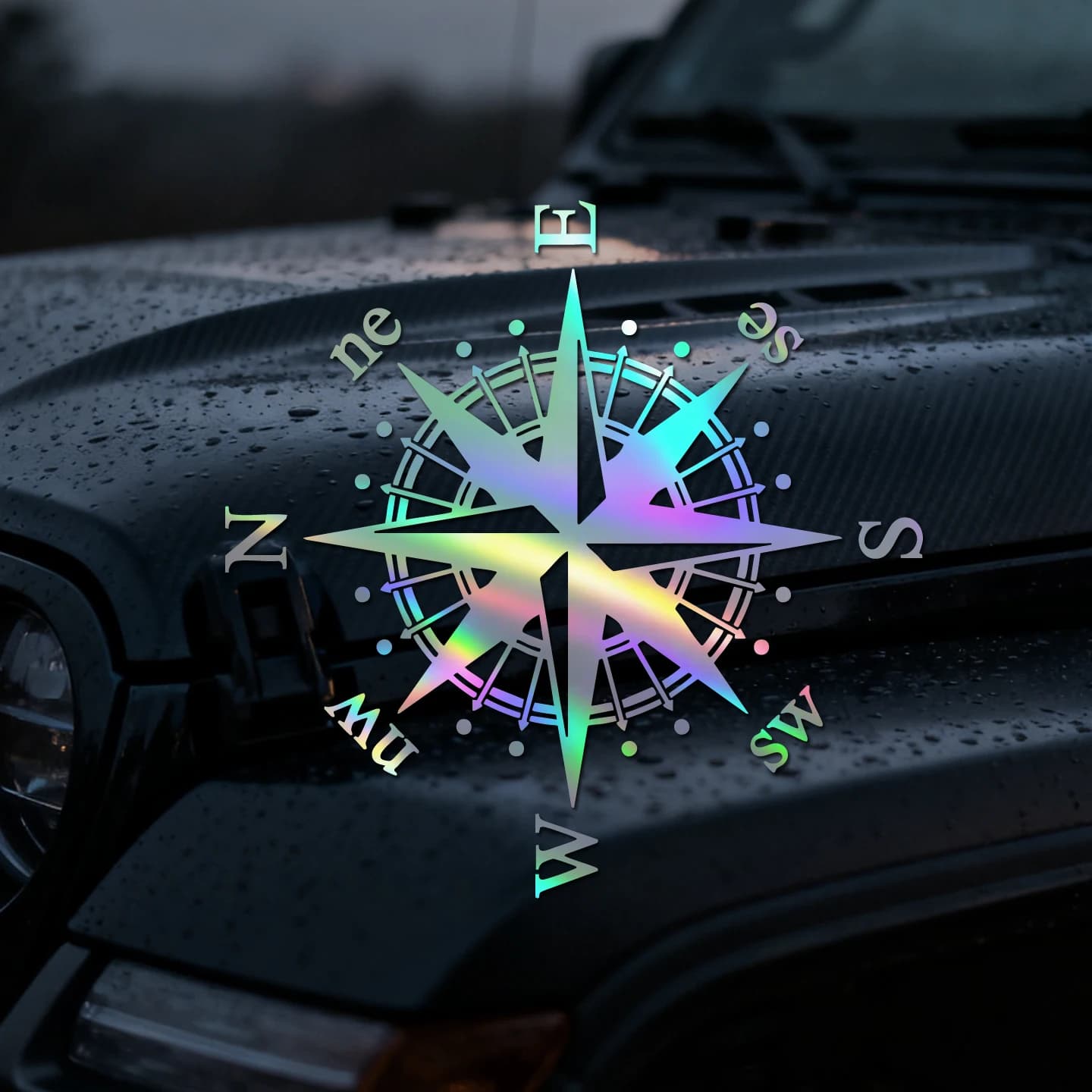 Car stickers, reflective vinyl stickers for compasses, suitable for truck bumpers, windows, doors, and laptops.