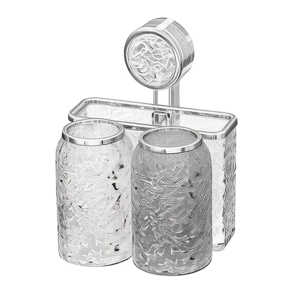 Suction Cup Toothbrush Holder for Bathroom with Toothpaste and Storage No Drill Mounting for Tile Wood Metal Surfaces