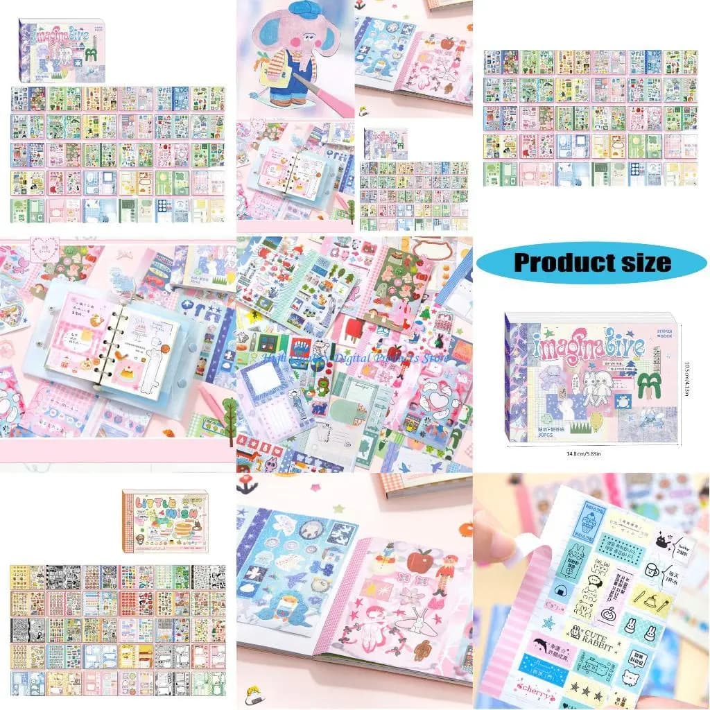 U2JE Blocco note con adesivi per cartoni animati da 30 fogli/blocco per scrapbooking quaderni diario