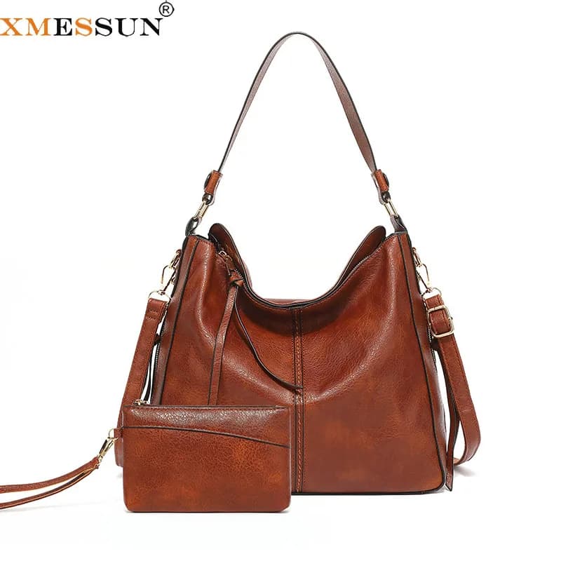 XMESSUN New Large Capacity Vintage Underarm Bag for Women,Fashion Leather Commuter Bag Designer Female Shoulder Crossbody Bag