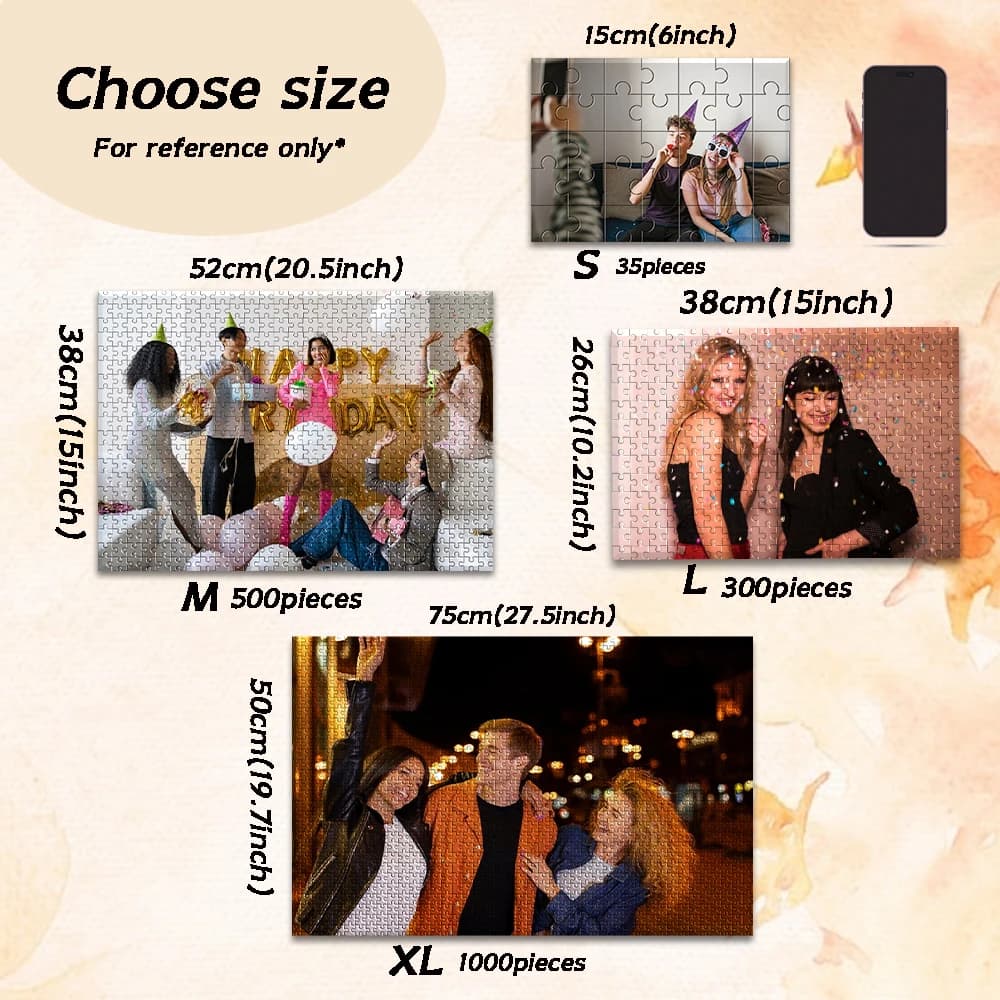 Puzzle Fotografico in Legno Personalizzato 35/300/500/1000 Pezzi, Regalo Personalizzato per Natale e Feste