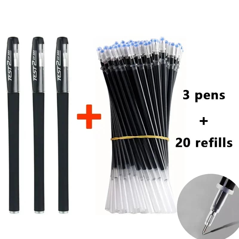 Set di 23 penne gel Nero Blu Rosso Ricarica Penna gel Forniture per ufficio scolastico Cancelleria accessori carini cancelleria Penna a tubo ad ago