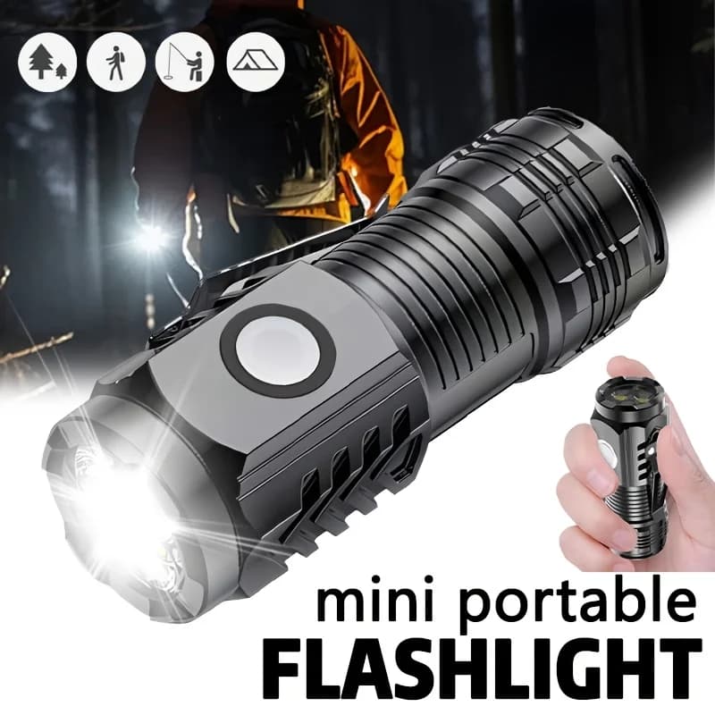 Mini 3 LED torch with pen clip, for night walks, portable brightness, waterproof rechargeable outdoor torch for emergencies