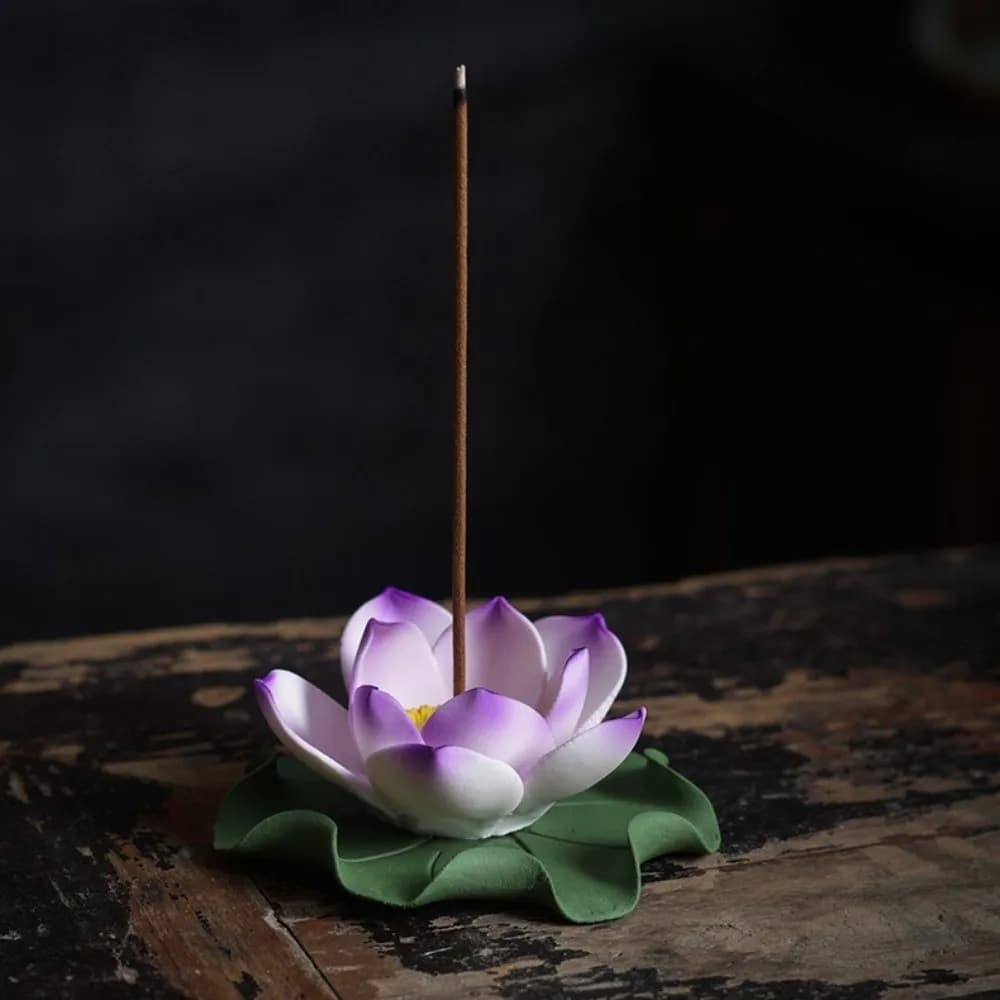 1 Hole Incense Insert Lotus Censer Ceramic Vintage Incense Burner Stick Holder Meditation Flower Zen Style Incense Burner
