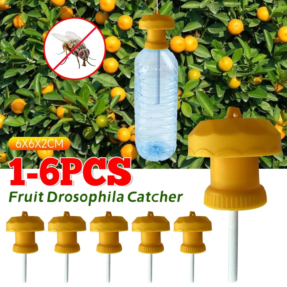 1-6PCS Fruit Drosophila Catcher Hanging Fruit Fly Trap Killer Cover Fly Catcher Parasites Insect Control Instruments Garden Agricultural Supply