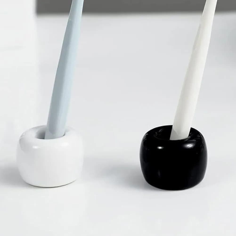 Portaspazzolino in ceramica da 2 pezzi, supporto da appoggio per bagno, per spazzolini elettrici e normali, base compatta, robusta e di lunga durata