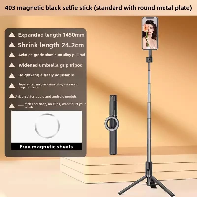 Treppiede Magnetico per Selfie Compatibile con Magsafe, Supporto Pieghevole Portatile per Telefono con Telecomando Wireless, Rotazione a 360° ° Rotazione per Live Streaming