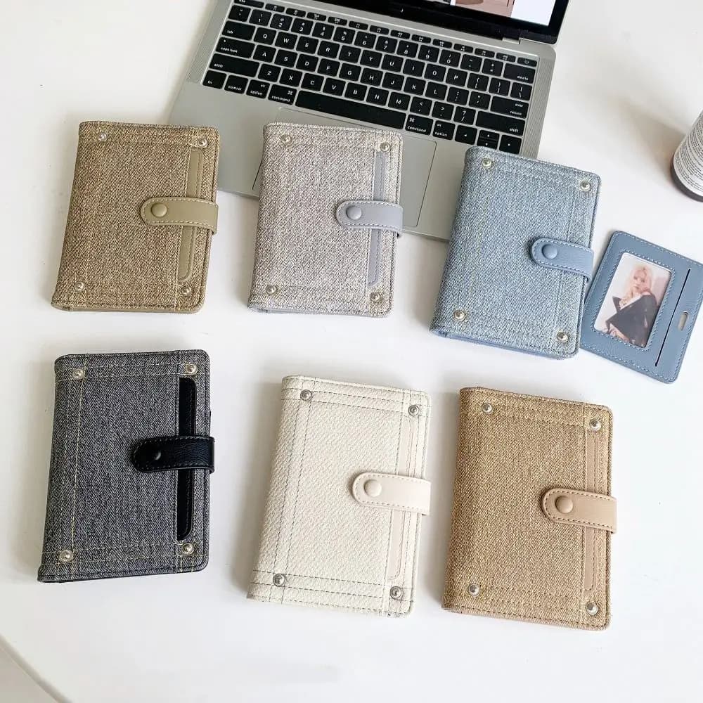 Porta Carte in PU, Custodia per Passaporto, Porta Biglietti, Portafoglio da Viaggio, Porta Carte Multifunzionale, Clip per Passaporto in Denim da Uomo