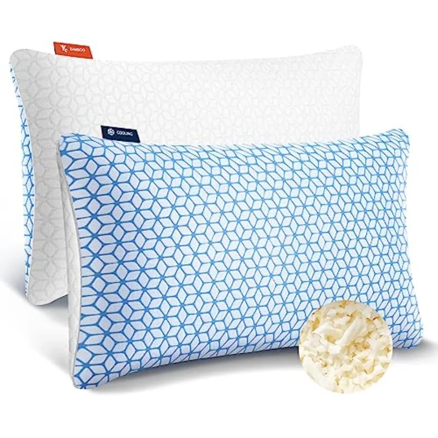 Cuscini in Memory Foam Sfilacciato Queen Size, Set da 2, Rinfrescanti e Rigidi, Confezione da 2 per Letto, Regolabili per Dormire su Fianco, Schiena e Stomaco