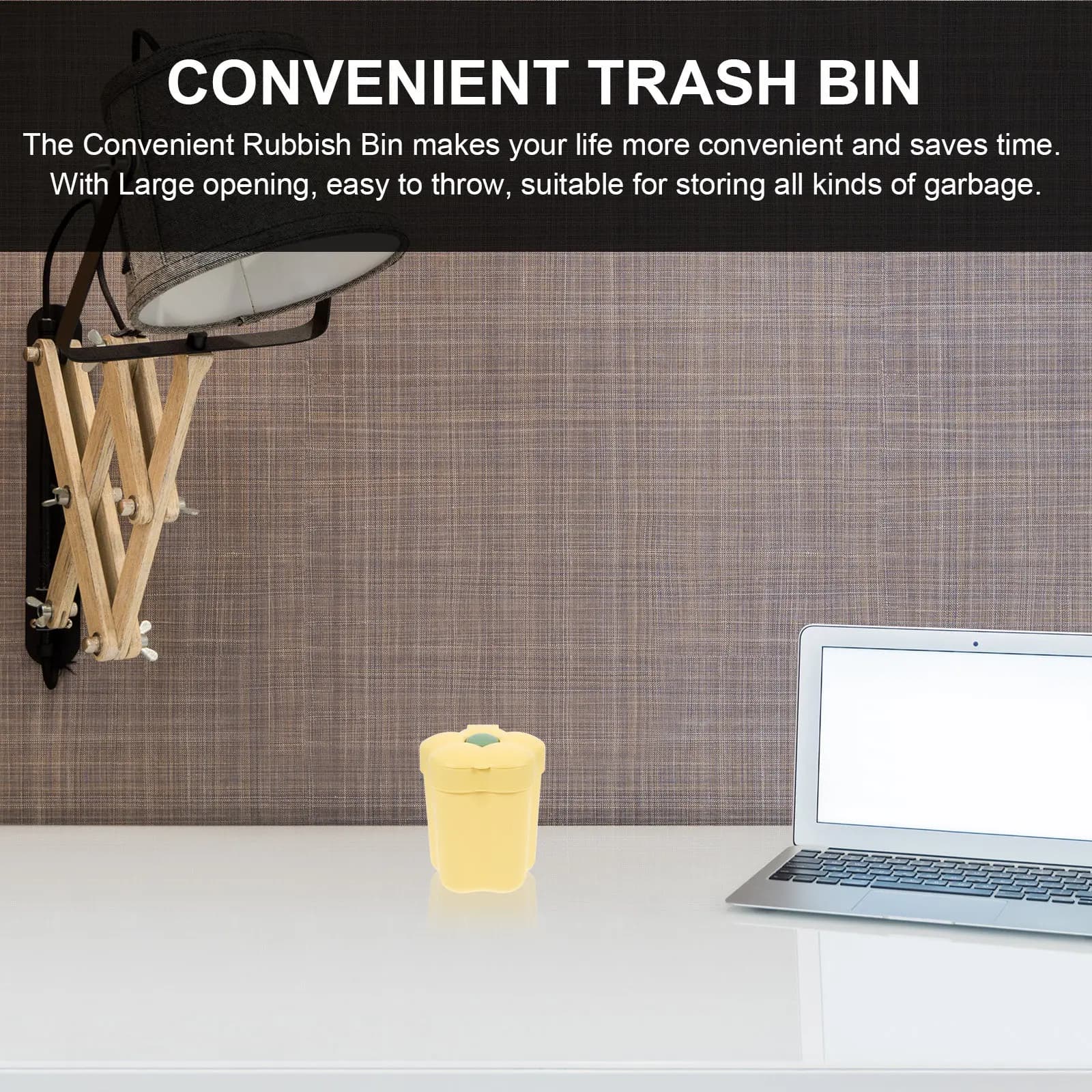 Cestino per Rifiuti da Scrivania Creativo, Piccolo Contenitore in Plastica con Coperchio e Design Anti-Odore per Ufficio, Camera da Letto, Studio e Bagno
