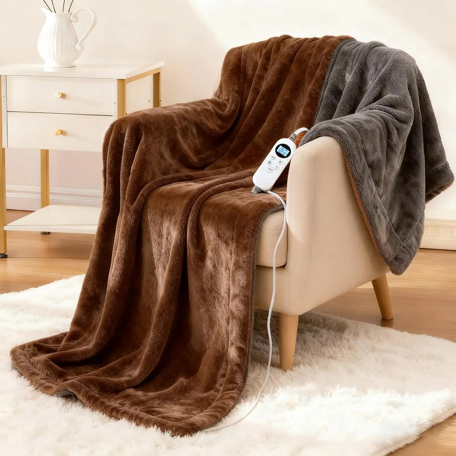 Coperta Riscaldata in Morbido Flanella, 12 Livelli di Calore e Timer Intelligente, Lavabile in Lavatrice per Uomini e Donne