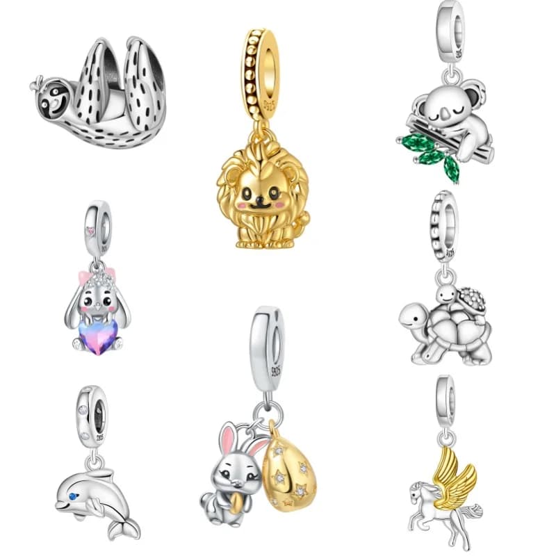 CYCUFF 925 Sterling Silver Animal Series Charms Fit Original Bracelet Cute Rabbit Tortoise Beads Necklace Pendant Women Jewelry