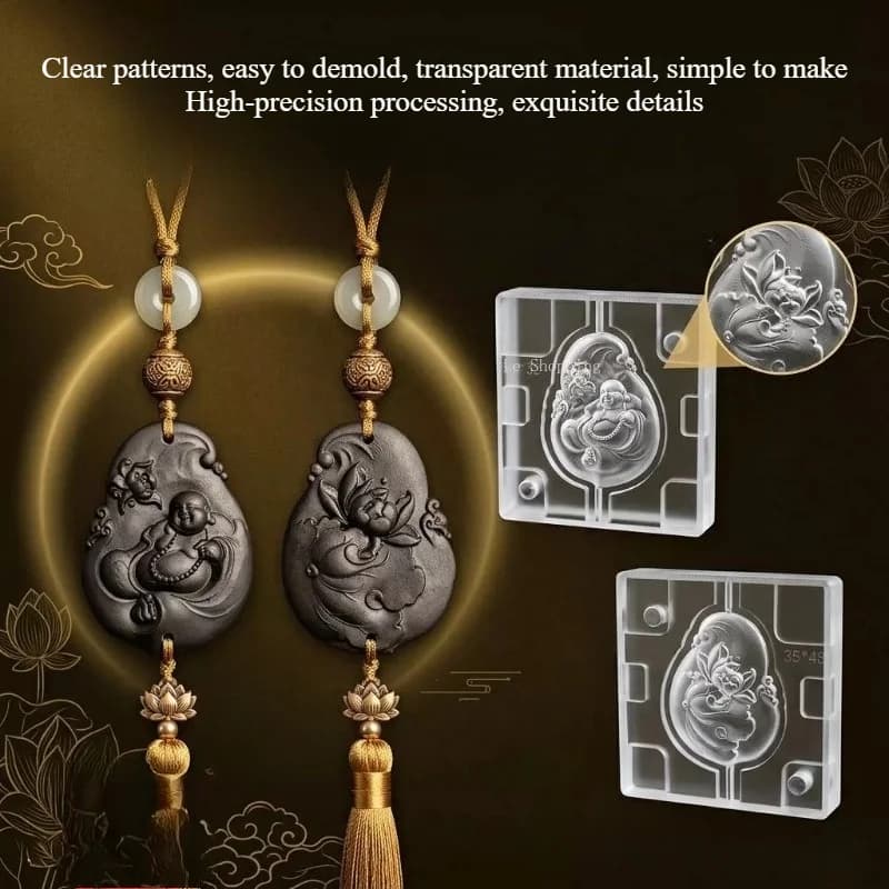 Transparent Resin Mold Maitreya Buddha Lotus Incense Double‑sided Relief DIY Tool Handmade Maitreya Buddha Incense Tablet Mold