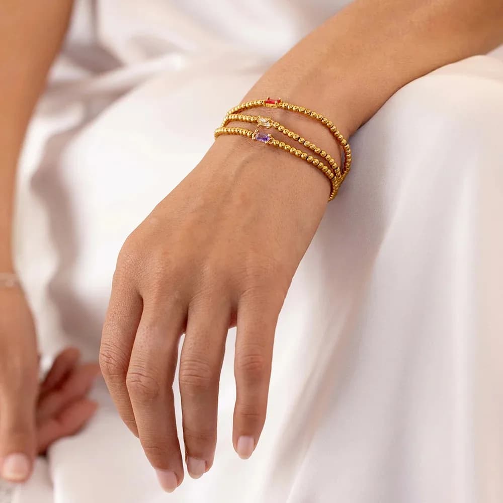 Bracciale con perline portafortuna placcato oro 18 carati gioielli impilabili regalo personalizzato per donne ragazze amiche mamma acciaio inossidabile delicato