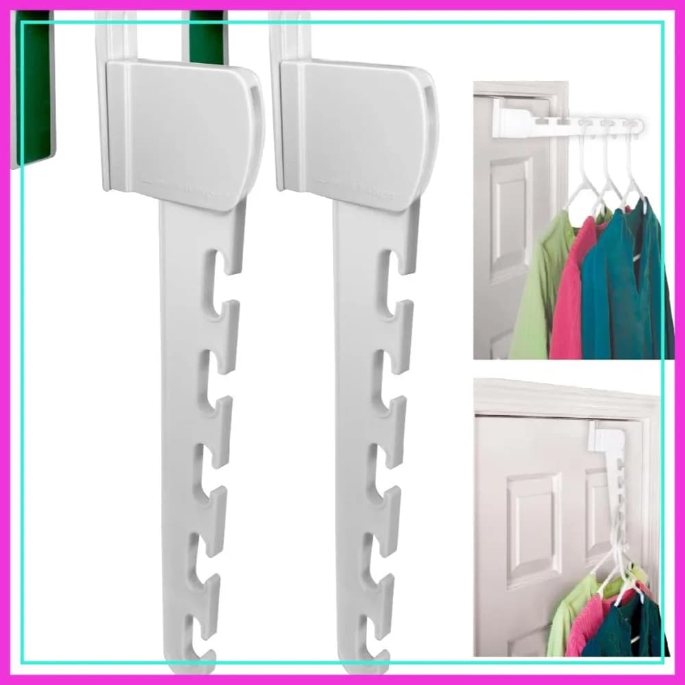 Wonder Hanger Over The Door, confezione da 2, organizer per vestiti, ganci a cascata salvaspazio, bianco