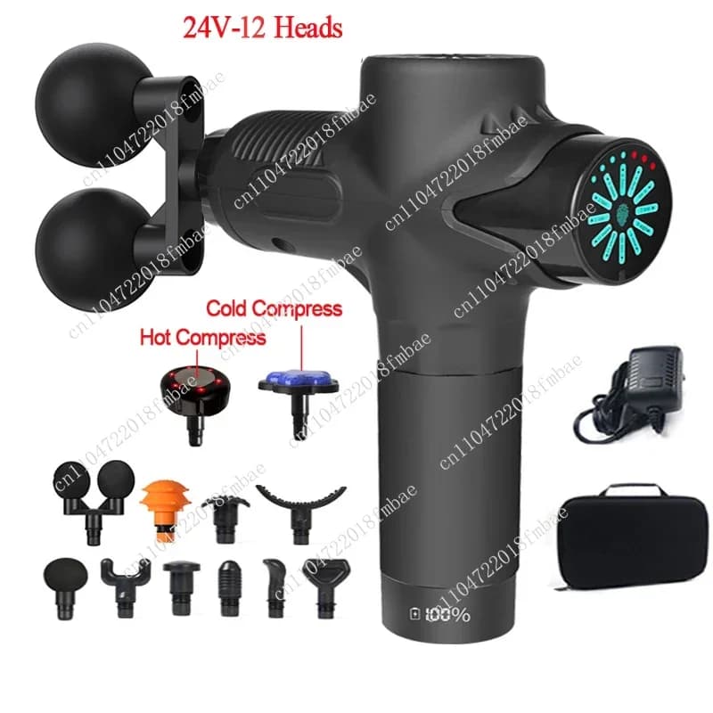 24V professional hot and cold compression electric massage gun 12 high frequency fascia gun deep tissue neck relaxation