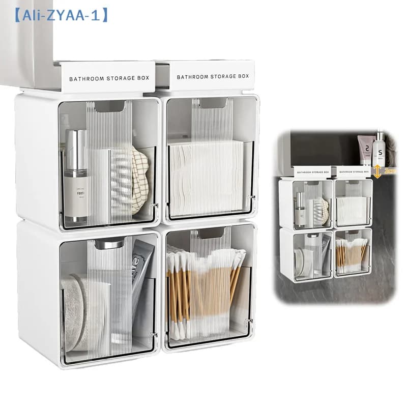 【ZYAA-1】Cassetto portaoggetti estraibile per cotone idrogel e bastoncini di cotone da bagno, da posizionare sotto il mobiletto a specchio