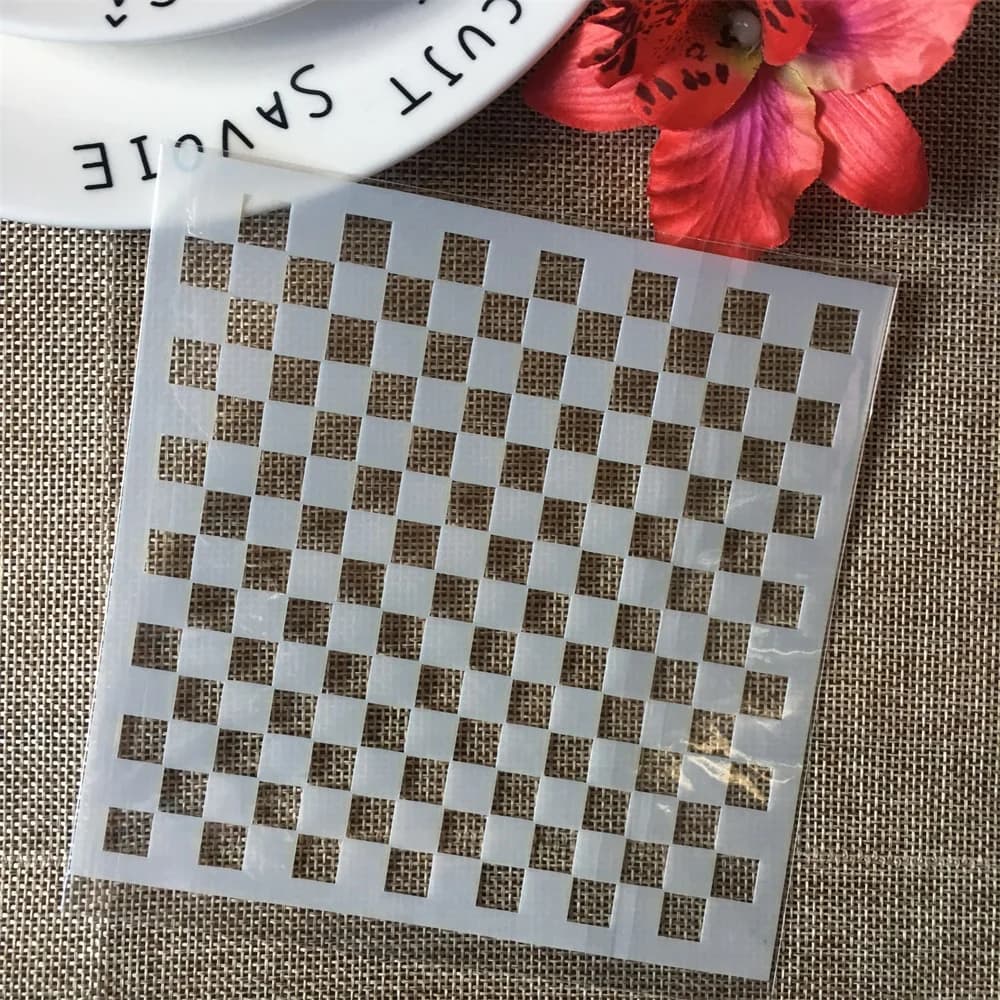 5 "Block Grid scacchiera stencil stratificazione fai da te pittura murale Scrapbook colorazione goffratura Album modello di carta decorativa