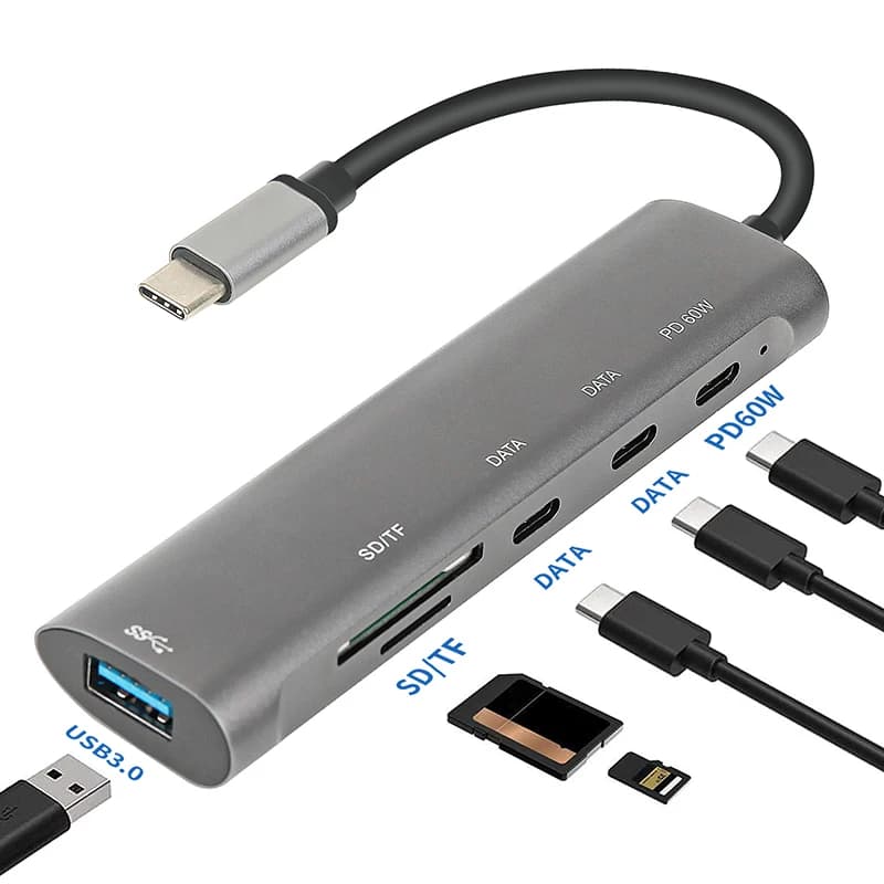 L'hub 4K della docking station UTHAI TYPE-C USB3.0 supporta la ricarica PD fino a 60w hub slot per lettore di schede SD sei in uno