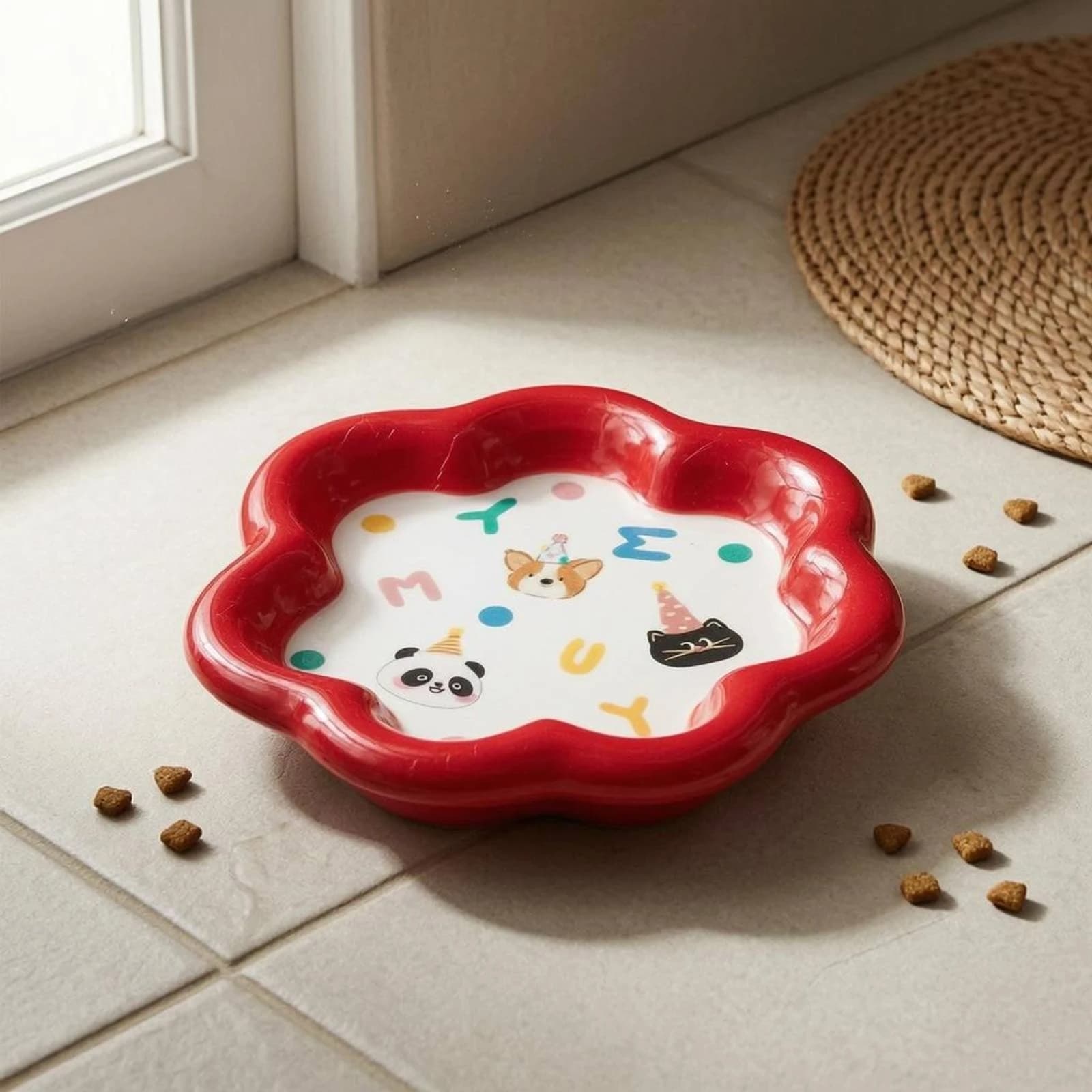 Ceramic Feline Bowl Anti-Tip Feline Food Dish Pet Water Bowl Polished Glaze Odorless for Kittens