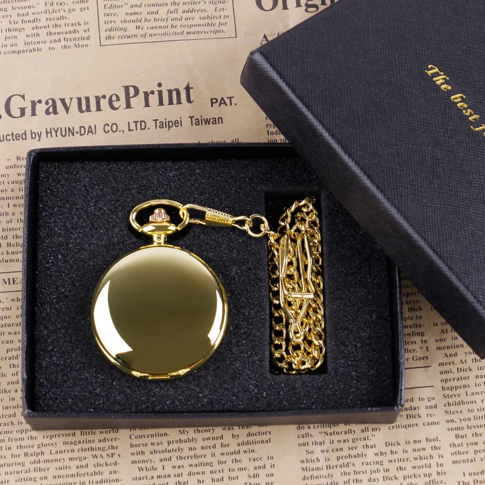 Set Regalo Orologio da Tasca al Quarzo Dorato di Lusso per Famiglia, Collana Casual alla Moda, Ciondolo Unisex, Orologi da Tasca e da Polso con Catena e Scatola