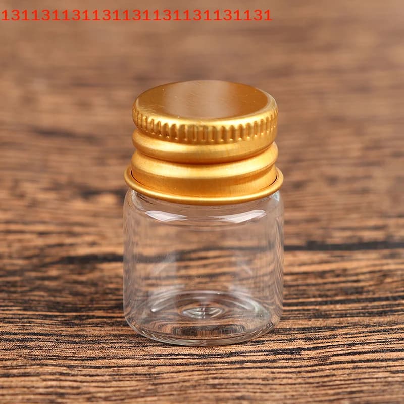 Set di 10 Mini Barattoli in Vetro con Coperchi in Alluminio, Varie Dimensioni: 5ml, 7ml, 10ml, 14ml, 18ml, 20ml, Personalizzabili per Contenitori Domestici