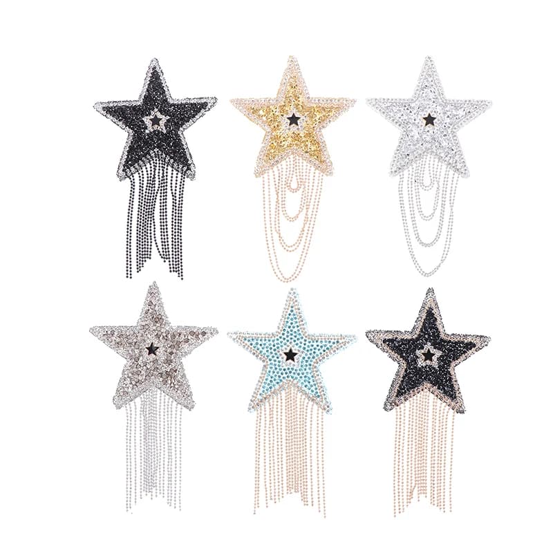 Elegante cristallo strass stella tasse ferro sulle toppe applique per abbigliamento borsa per scarpe adesivo accessori per gioielli