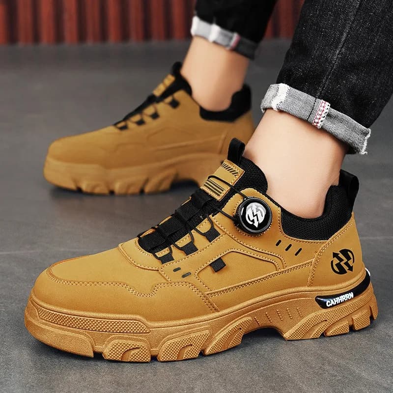Scarpe invernali da uomo nuove Sneakers da esterno antiscivolo impermeabili con bottone rotante scarpe da arrampicata da escursionismo stivali da lavoro alti da uomo di moda