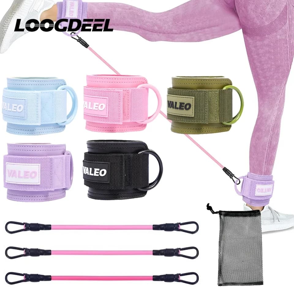 LOOGDEEL Resistance Band Set Ankle Straps Adjustable foot support Padded wrist Ankle Weight Leg Training Brace Yoga Sports Tool