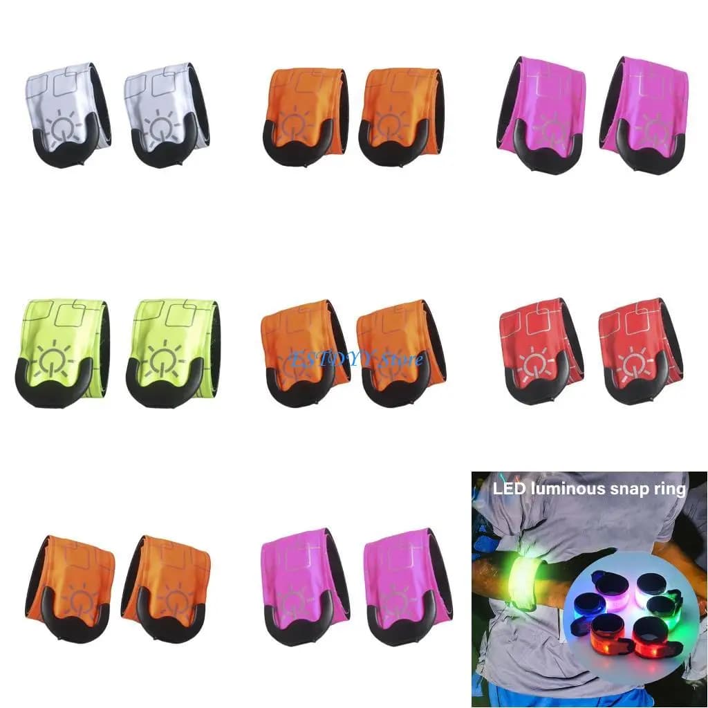 G6DE 2 pezzi USB ricaricabile LED bracciale braccialetto LED fasce riflettenti sicurezza notturna indossabile cintura da da