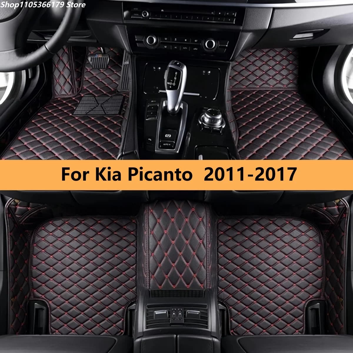 Tappetini Auto Personalizzati in Pelle Resistente per Kia Picanto 2011-2017, Accessori per Interni Auto