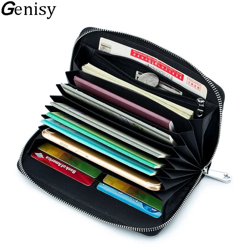 Pochette portafoglio per passaporto con budget in contanti per iPhone 17 Pro Fogli economici da donna Portafoglio lungo con cerniera per libretto bancario e registratore Rfid
