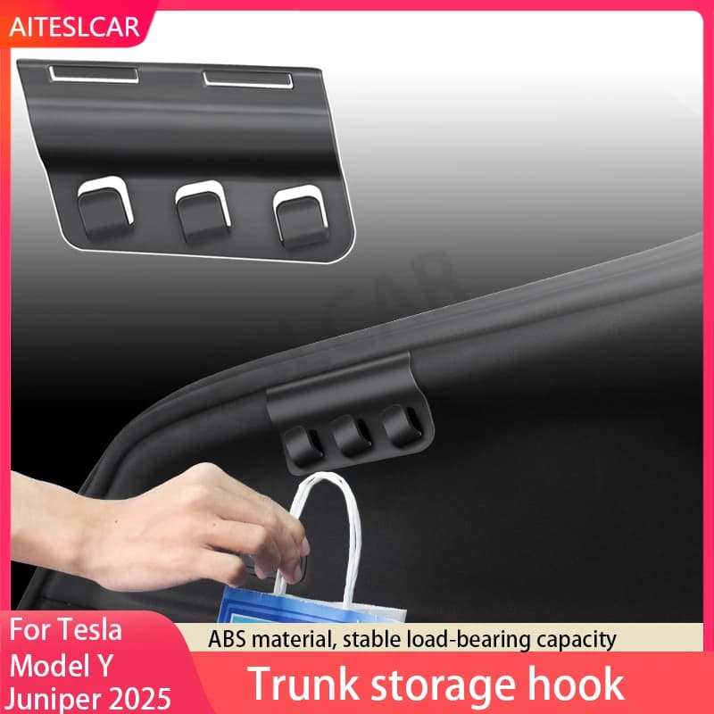 For New Tesla Model YL Y Juniper 2026 2025 Rear Trunk Hook Seat Button Cargo Grocery Shopping Bag Holder Umbrella Hanger Storage
