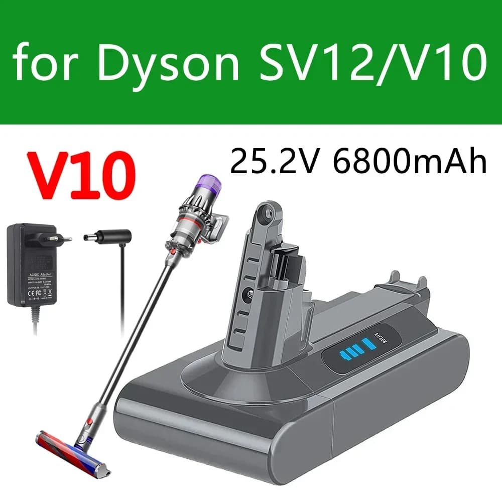 Nuova batteria sostitutiva Dyson SV12 6800mAh 100Wh per batteria Dyson V10 V10 Absolute Fluffy cyclone V10 Caricabatteria