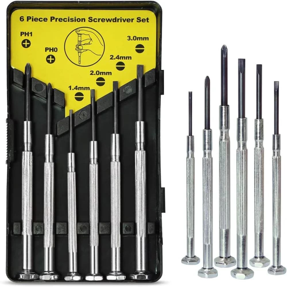 Set di cacciaviti di precisione da 6 pezzi con testa piatta e Philips 6 diverse dimensioni per orologi, occhiali, strumenti di riparazione elettronica