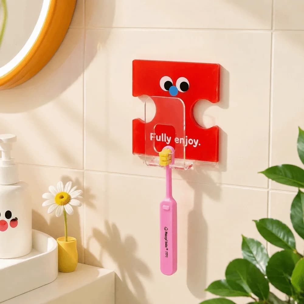 Nuovo Gancio a Forma di Puzzle Rinforzato, Portaoggetti Impermeabile Senza Foratura, Portaspazzolino Geometrico Divertente, Decorazione per la Casa