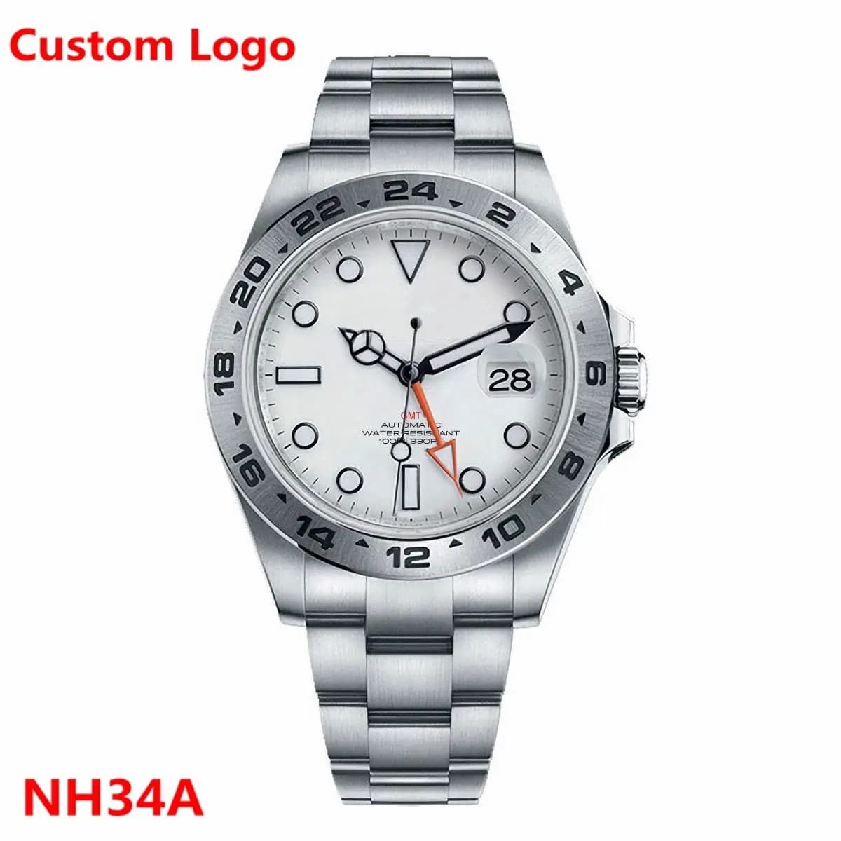 Customized Luxury 39mm NH34 Automatic GMT Watch Full Steel Watch Luminous Sapphire Luminous Sapphire Watch Waterproof for Men Reloj Hombre