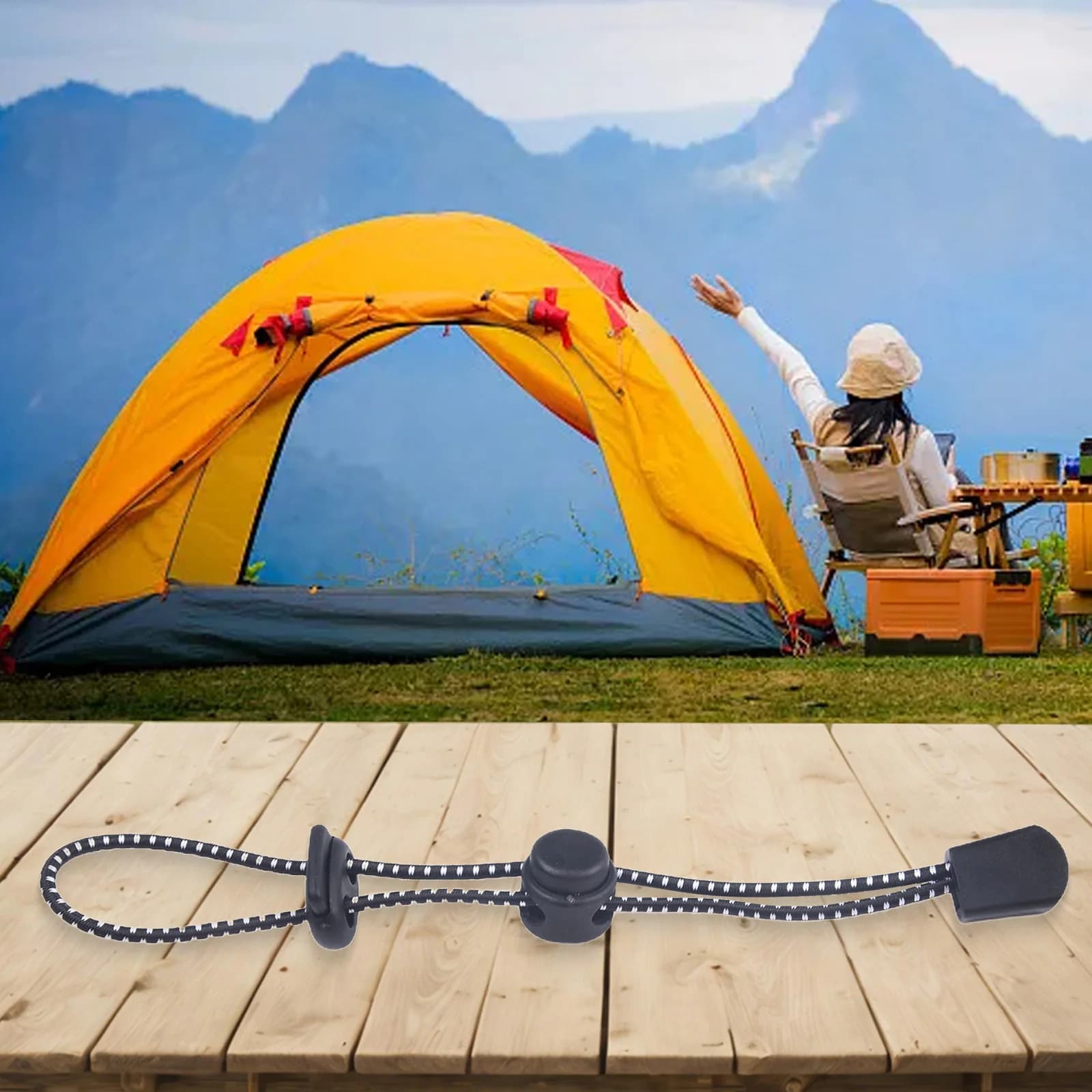 2 Pezzi Supporto Regolabile per Bastoncini con Corda Elastica e Fibbia per Zaino, Ideale per Camminata, Escursionismo, Trekking, Alpinismo, Fissaggio Bastoncini