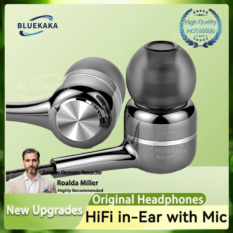 3.5 mm wired headphones, in-ear headphones wired with microphone, bass, HiFi stereo earphones, sports, music, telephone games