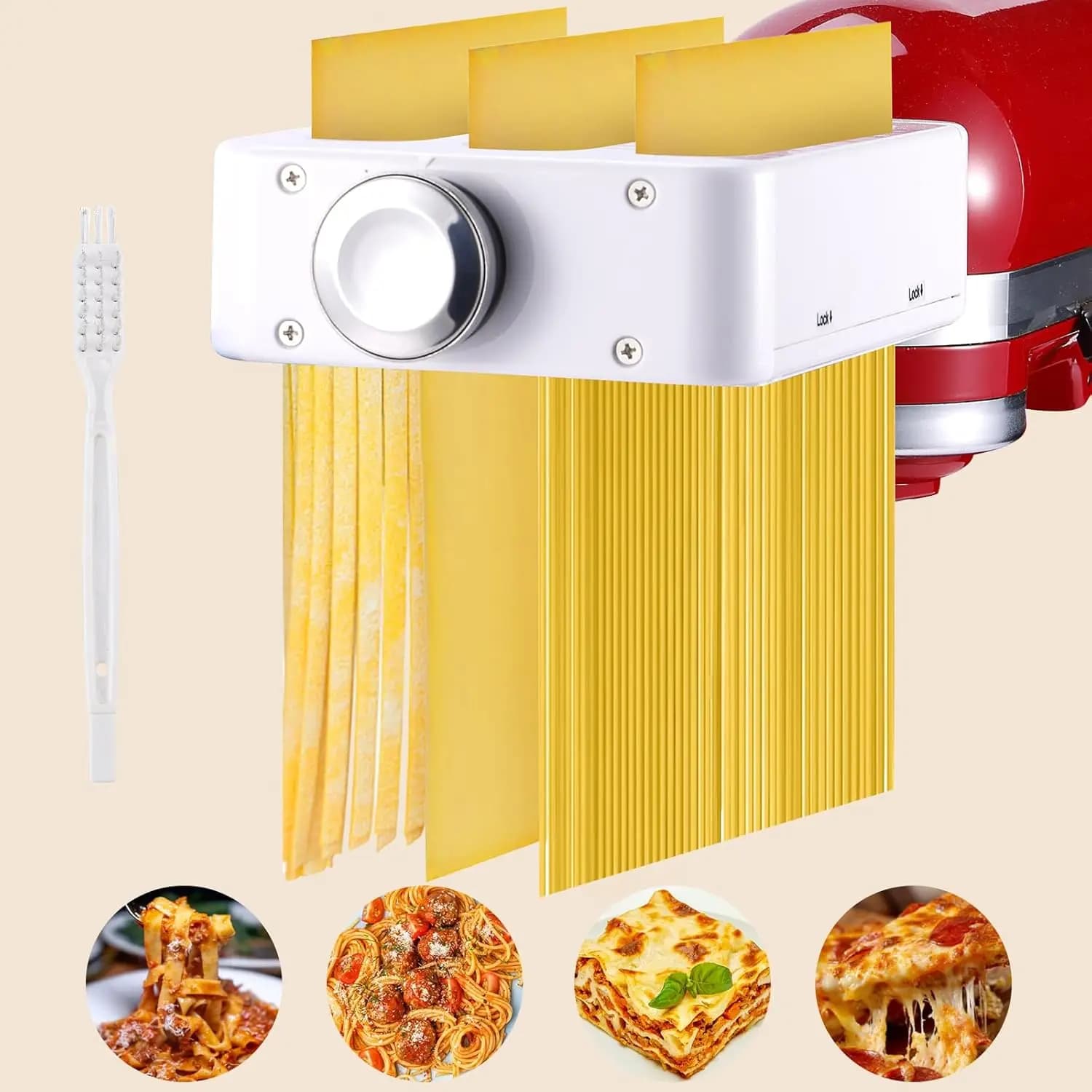 Kitchen robot pasta accessory KitchenAid, 3-1 pasta machine included Pasta sheet roll, spaghetti cutter, Fettuccine C