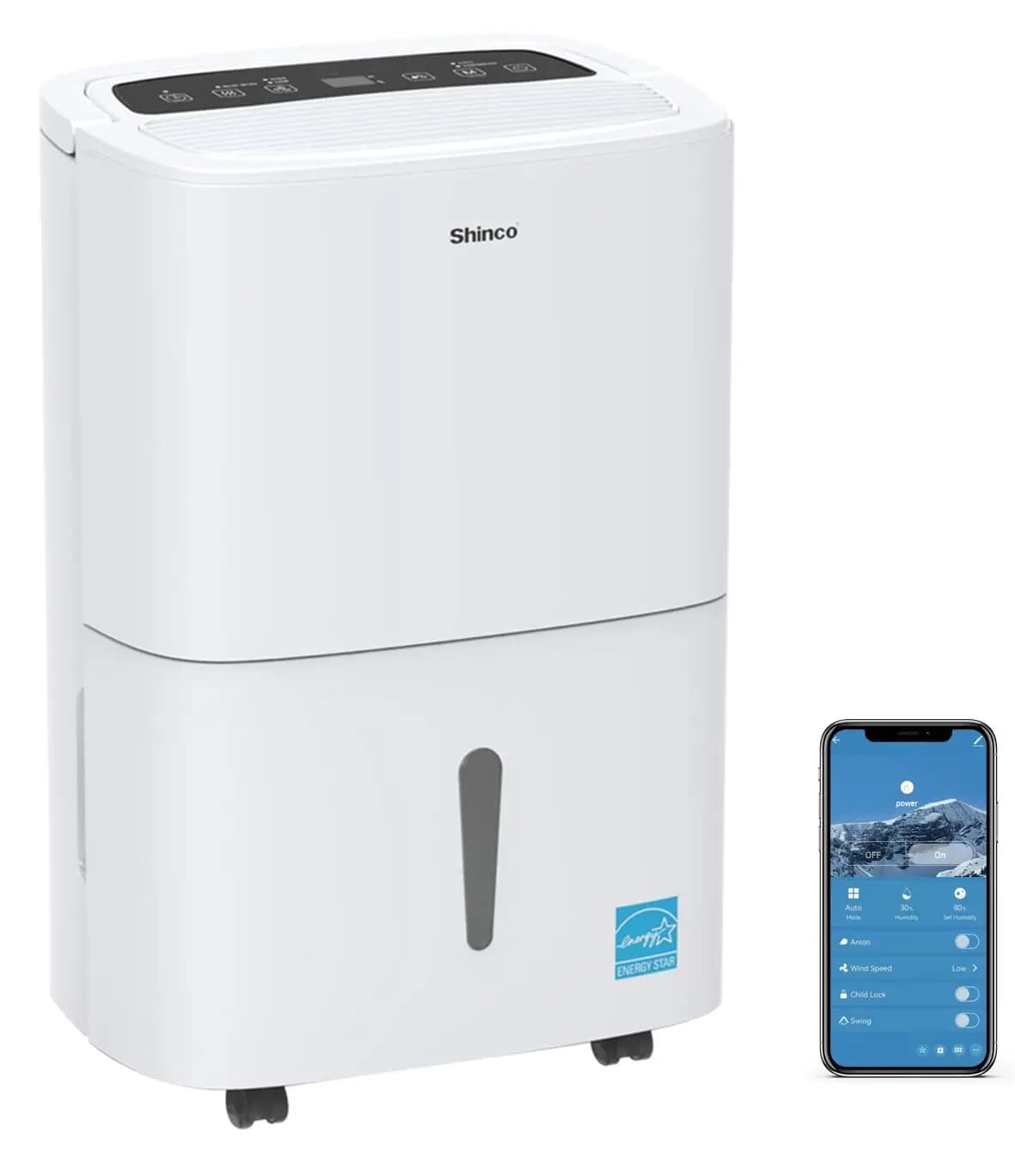 Deumidificatore Energy Star da 6.000 piedi quadrati con Wi-Fi, ideale per grandi ambienti e scantinati domestici, efficiente contro l'umidità, personalizzabile